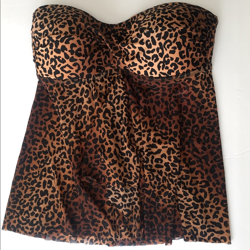 MERONA Strapless Tankini Women's Swim Top Leopard